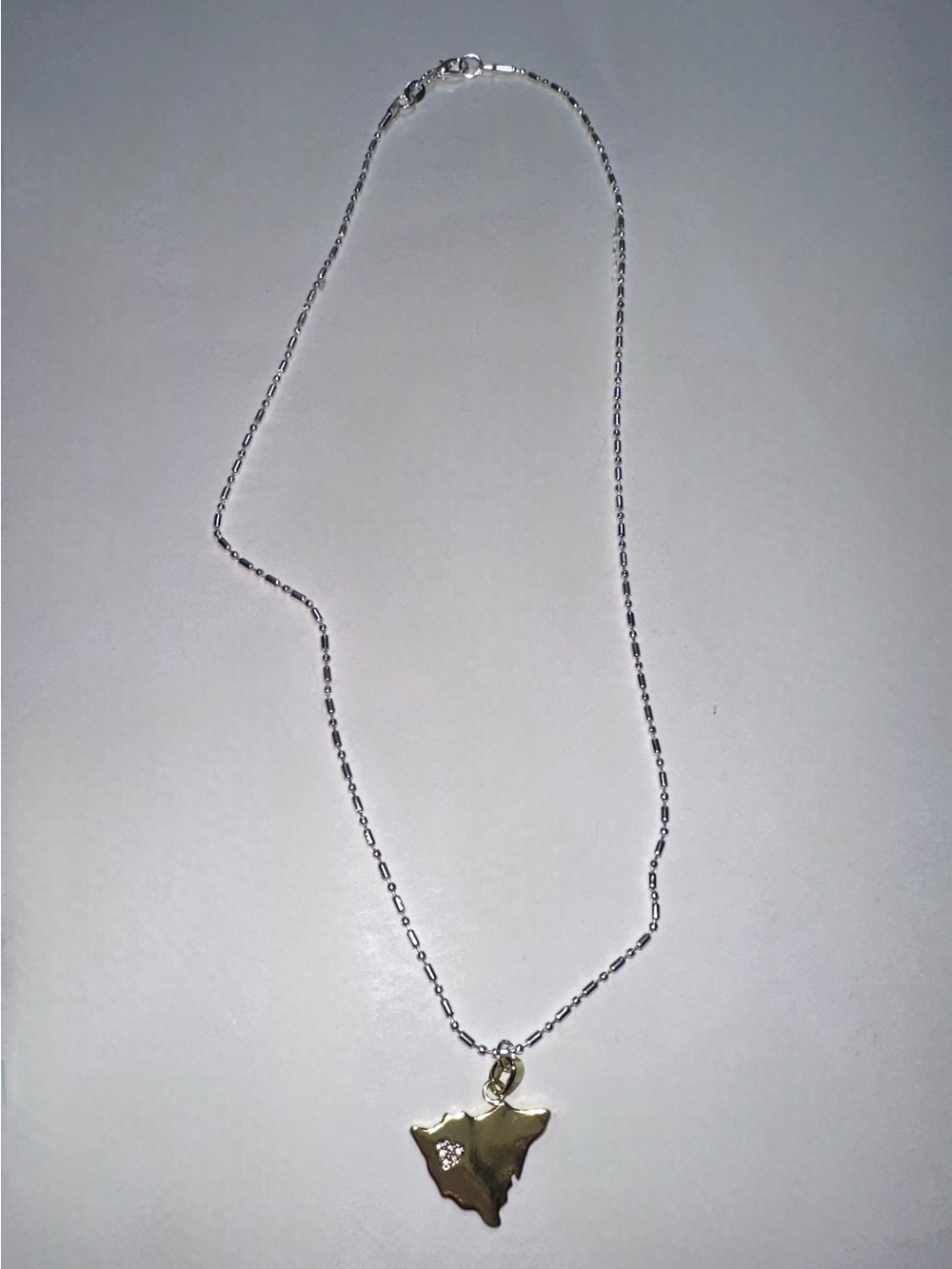 Silver necklace w/ gold Nicaraguan map charm